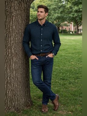 Ralph Lauren Shirt Mens Plaid Classic Fit Long Sleeve Button Down Sz 36-37